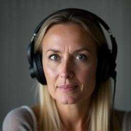 Portrett av Ingrid Bjørnstad, en fokusert kvinne med hodetelefoner